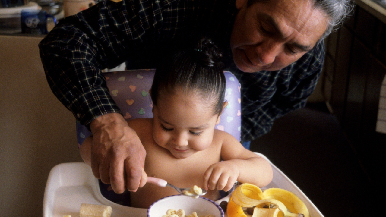 Housing Toggle 4 Grandfather Feeding Toddler Granddaughter