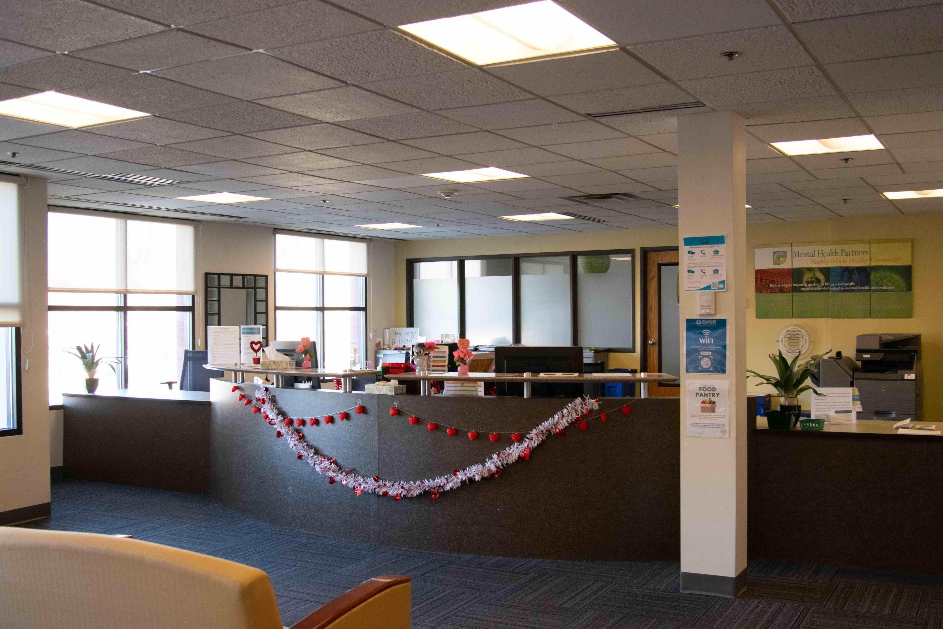 Inside of Coffman offices front desk on third floor.