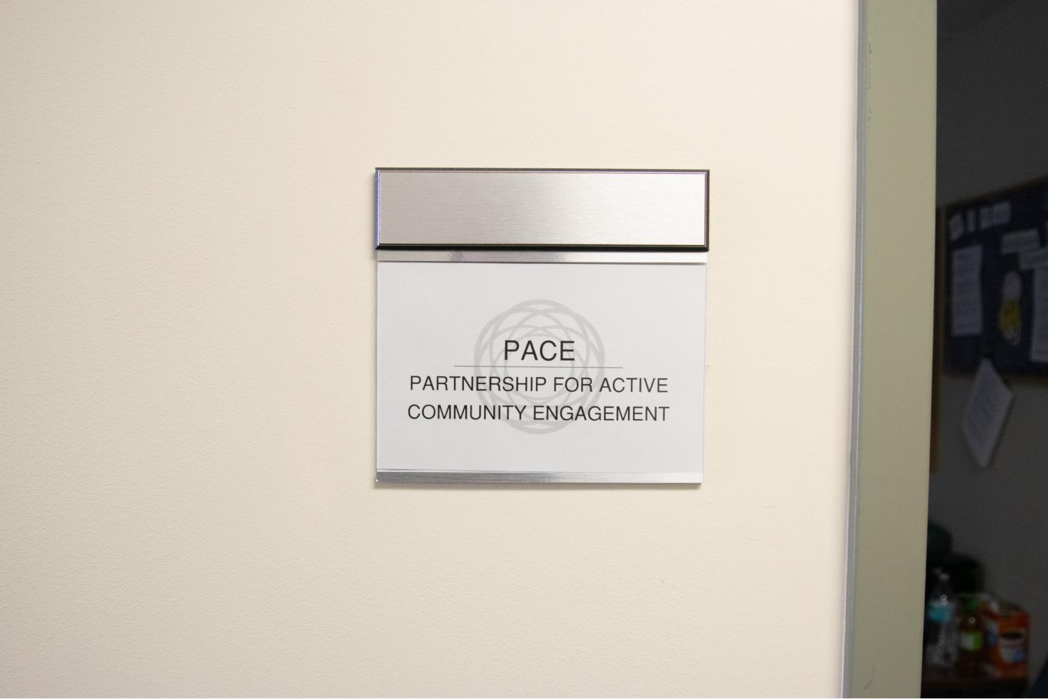 PACE: Partnership for Active Community Engagement door sign.